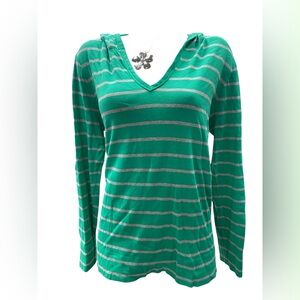 Natural Reflections Green and Gray Striped Hoodie Size XL